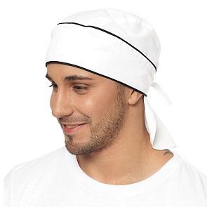 Косынка "Бандана" белая с черной отделкой